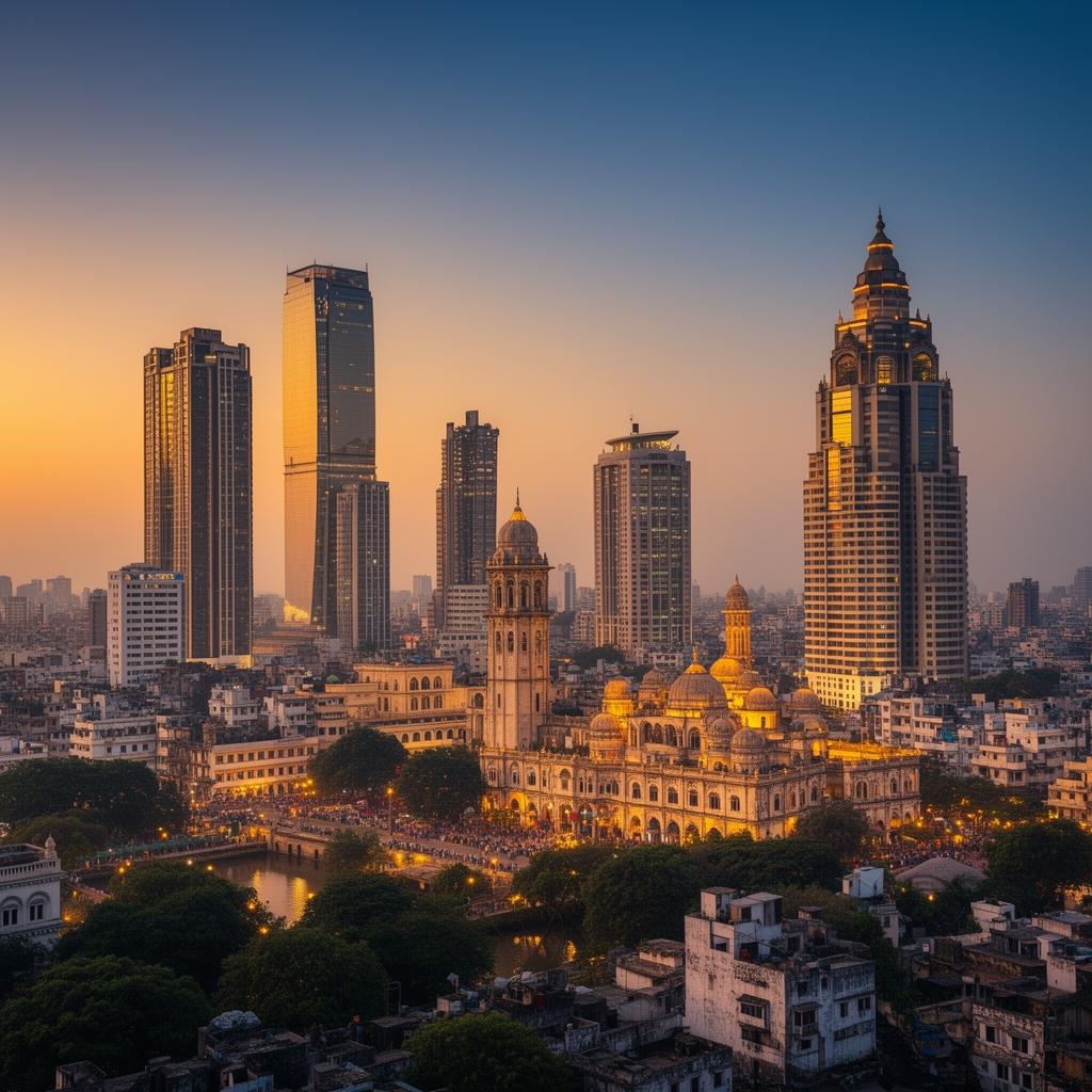 Hyderabad city skyline at dusk